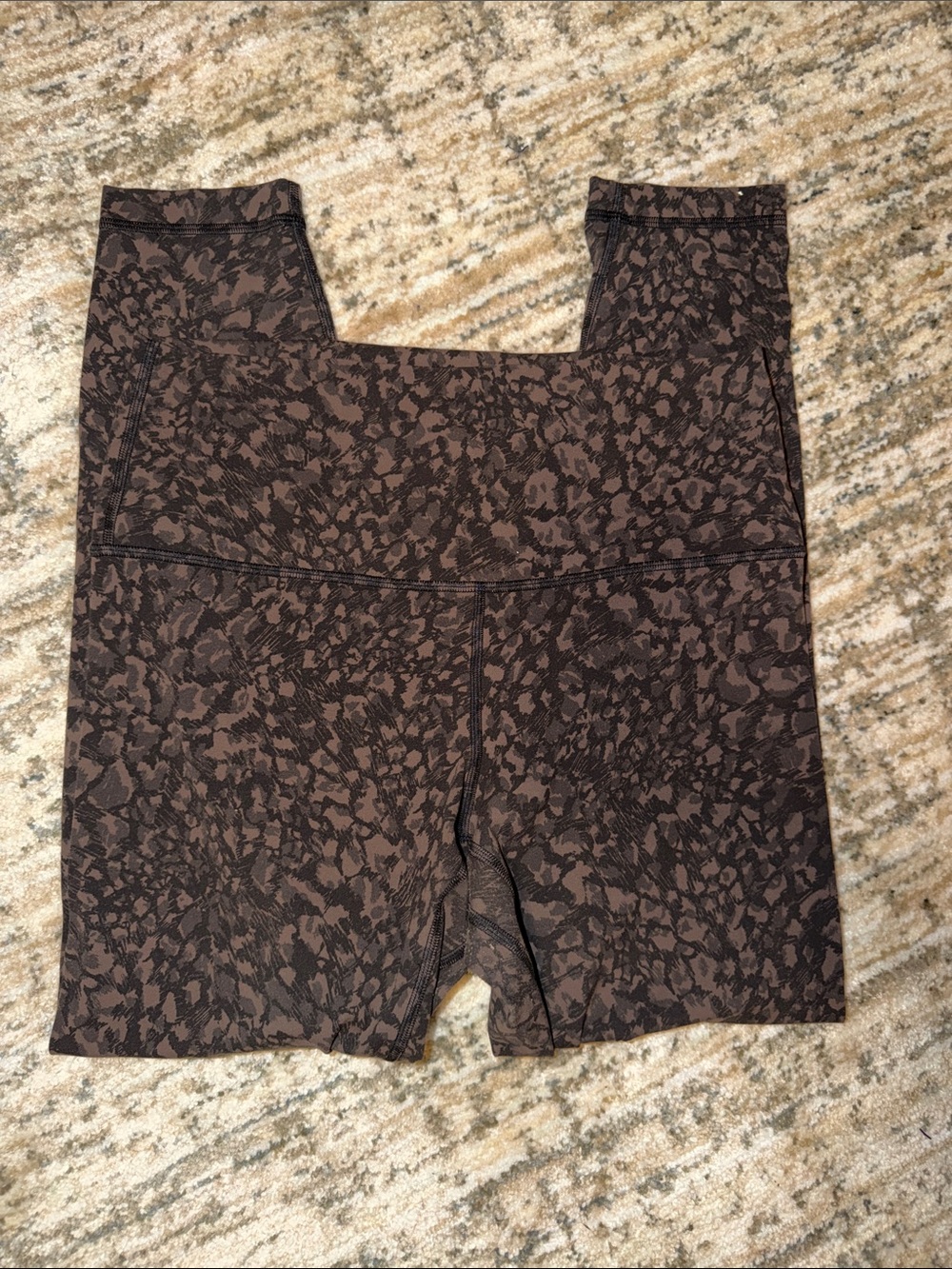 Lululemon High-Waist Leopard Print Bike Shorts - Brown/Black M-L